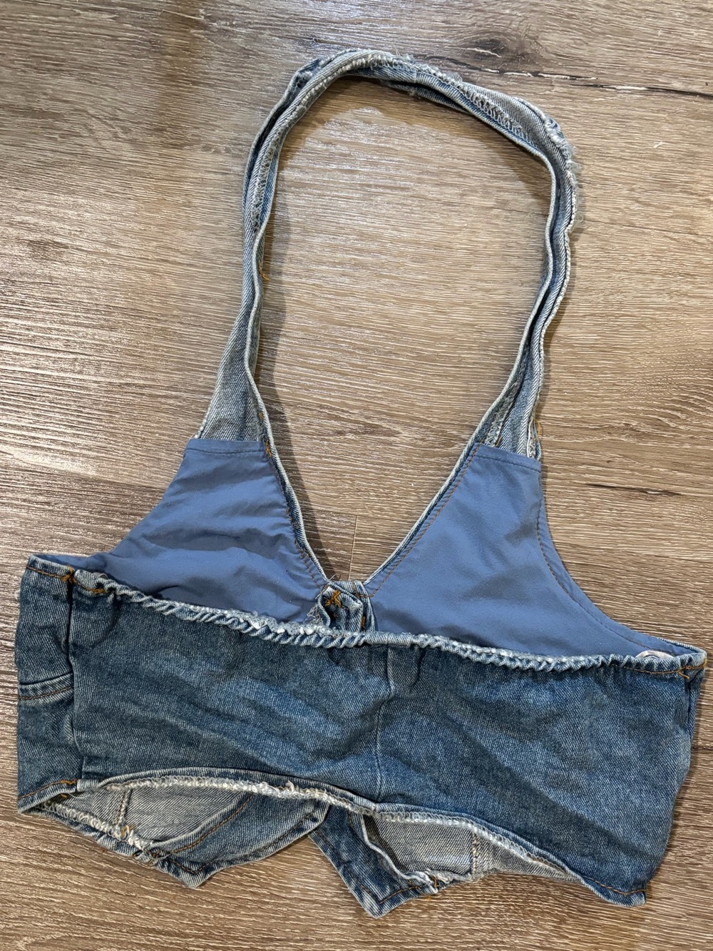 Forever 21 Light Blue Denim Halter Button-Front Crop Top - Picture 2 of 3